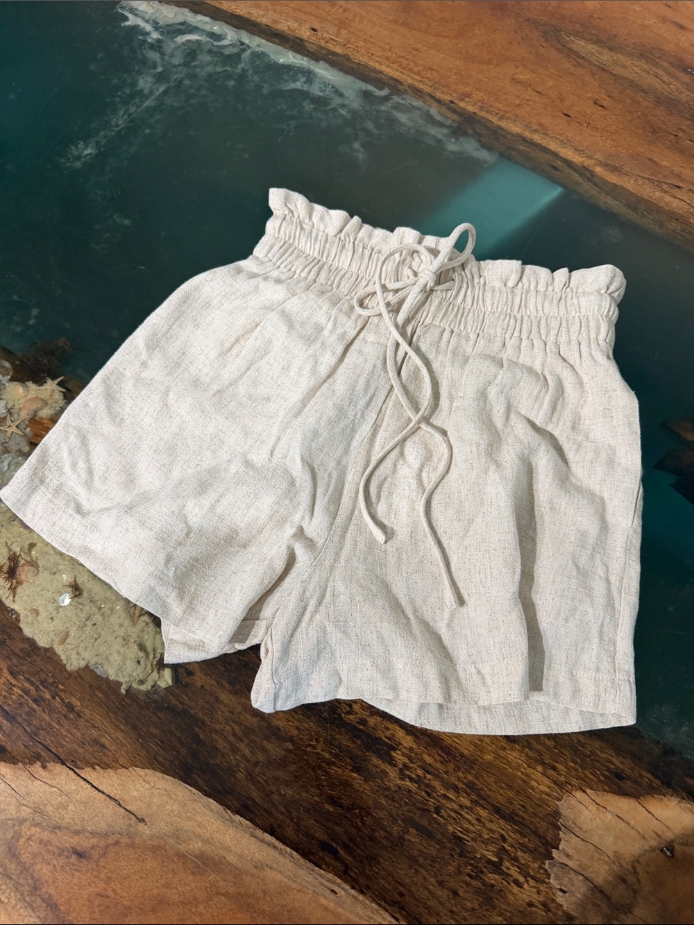 Petal + Pup Beige Paperbag Waist Shorts